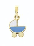 14K Blue Enamel Baby Carriage - GH16393