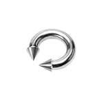Surgical Steel Spike Head Horse Shoe Ring - 10 Gauge 1/2 Inch