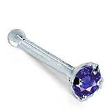 2.0mm Sapphire (September) - 950 Platinum Nose Ring Bone / Stud- 20 Gauge