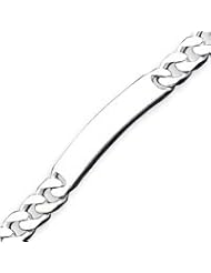 Sterling Silver Polished Engraveable Curb Link ID Bracelet - 7 Inch