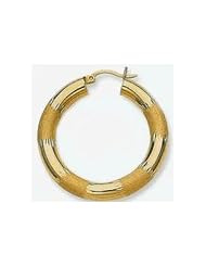 14k Diamond Cut Tube Hoop Earrings