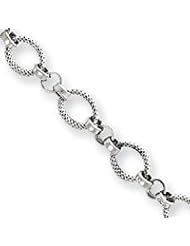 Sterling Silver Antiqued Fancy Link Bracelet QG1587-7.5"