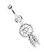 Dangling Dream Catcher Belly Button Ring Clear Gem 14g 7/16