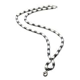 Decorative Lanyard ID Badge Holder with Snap Hook, 30 Long, Silver & Black (AVT75446)