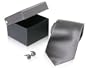 Bold Silver Gray Matching 100% Silk Necktie Tie and Cufflinks in Gift Box