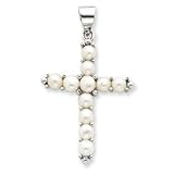 Sterling Silver Cultured Pearl Cross Pendant
