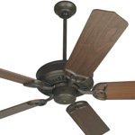 Craftmade Model AT52AG American Tradition Series Indoor Ceiling Fan in Aged Bronze with your choice of Blade Color - Shown with 52 Walnut Satin Custom Wood Blades