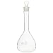 Chemglass CG-1615-250 Glass 250mL +/- 0.20mL Flat Bottom Heavy Duty Wide Mouth Volumetric Flask, with Glass Stopper, 250mm Height