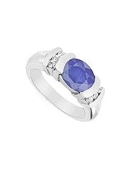 Sapphire and Diamond Ring : 14K White Gold - 3.25 CT TGW