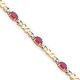 14k Ruby and Diamond Bracelet - 7 Inch - Lobster Claw - JewelryWeb
