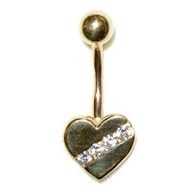 Channel Set Gold Heart Belly Button Ring by 
