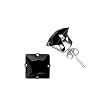 Sterling Silver Stud Earrings with Black CZ- Square Stamping- 8 mm