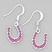 Rhinestone Lucky Horseshoe Earrings, Pink