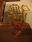 Beautiful Fenton Fluted/swung Thumbprint Amber Handkerchief 9