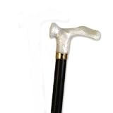 walking cane - With Contour Grip. Pearl Acrylic Right Handle, this cane is designed to fit the hand like a glove for its palm grip handle. This cane and walking stick is very secure and comfortable and has a weight capacity of 250 pounds. This ergonomic wood cane is ideal for arthritis sufferers. It distributes weight across the entire palm. Height approx: 36 - 37 