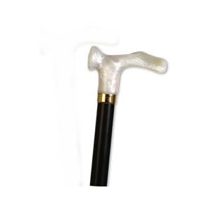walking cane - With Contour Grip. Pearl Acrylic Right Handle, this cane is designed to fit the hand like a glove for its palm grip handle. This cane and walking stick is very secure and comfortable and has a weight capacity of 250 pounds. This ergonomic wood cane is ideal for arthritis sufferers. It distributes weight across the entire palm. Height approx: 36 - 37 ".