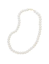 Cultured Freshwater Pearl Necklace 7.5-8mm Individually Knotted 14K Yellow Gold