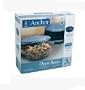 Anchor Hocking 3-Piece 2-Quart Sculpted Baking Dish with Slate Blue Plastic Lid and Blue Tote.