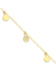 Genuine IceCarats Designer Jewelry Gift 14K Hollow Dangle Circle With 1In Ext Anklet In 10.00 Inch