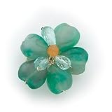 Sterling Silver Carnelian/Fluorite/Green Crystal Bead Flower Pin