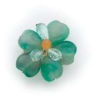 Childrens Toyshop  Jewelry : Sterling Silver Carnelian/Fluorite/Green Crystal Bead Flower Pin