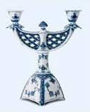 Royal Copenhagen Blue Fluted Full Lace Candelabra 2 Arm 9 1/2 in. /1103506