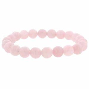 Genuine Rose Quartz Stone 8mm Bead Beaded Stretch Bracelet