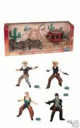 Papo Stagecoach and Coachman with Cowboy w/Moustache, Cowboy w/2 Colts, Cowgirl, Sheriff