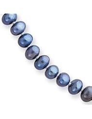 14k 4-4.5mm Black Freshwater Onion Cultured Pearl Necklace - BPN040-18"