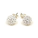 Shamballa Sterling Silver Crystal Shamballa Stud Earings