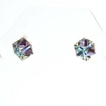 The Olivia Collection Presents Sterling Silver Crystal Cube Earrings