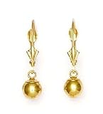 14k Yellow Drop Ball Lever-Back Earrings