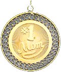 #1 Mom on Disc, 14K Gold Charm