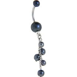 Black Classic Fresh Water Pearl Dangle Belly Ring