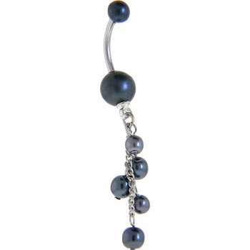 Black CLASSIC Fresh Water PEARL DANGLE Belly Ring
