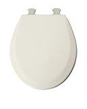 Mayfair 46ECDG 346 Designer Series Wood Toilet Seat with Easy-Clean Hinges and DuraGuard Antimicrobial Agent, Round, Biscuit/Linen