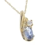 Genuine Tanzanite and Diamond Accent 10K Yellow Gold Pendant Necklace