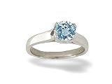 14K White Gold Genuine Round Aquamarine Solitaire Ring