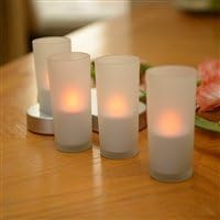 4pc LED Flameless Candle Set Silver Base