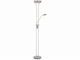 Halogen Deckenfluter mit Leselampe, Nickel, “Okko”