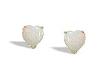 14K Yellow Gold Genuine Heart Opal Stud Earrings