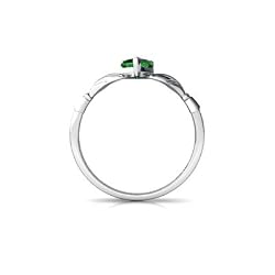 White Gold Heart Created Emerald Celtic Claddagh Ring