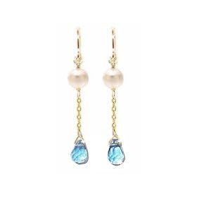 Duet - Fresh Water Pearl and Semi-Precious Stone Gold Fill Earrings
