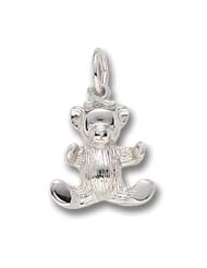 Rembrandt Charms, Teddy Bear Charm in Solid Sterling Silver or Gold