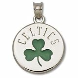 Boston Celtics 5/8 Shamrock Logo Enameled Pendant - Sterling Silver Jewelry