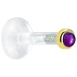 14 Gauge 5/16" Solid 14KT Yellow Gold 2mm Genuine Amethyst Bioplast Push in Monroe