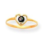 14k 3mm MyStic Topaz Heart Baby Ring