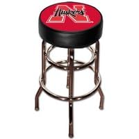 Nebraska Cornhuskers Double Rung Vinyl Swivel Bar Stool. 