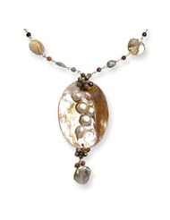 Sterling Silver Mother of Pearl/Turmarine/Lepidolite Necklace QH1923-32"