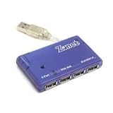 Zonet ZUH2214L 4-Port USB 2.0 Slim Hub Bus-Powered Supports Up To 127 Hi-Speed Devices